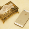 スタイルビルト製 ゴールド ミニ ロープ ティッシュボックス iPhone 5Sと比較