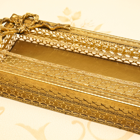 Sold:スタイルビルト製 ゴールド リボン ティッシュボックス