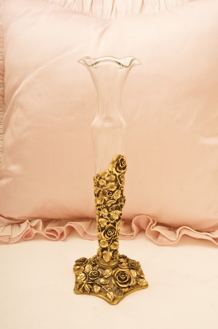 マトソン製 ゴールド ローズ 六角形 花瓶