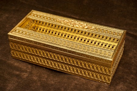 マトソン製 ゴールド 小花 ティッシュボックス