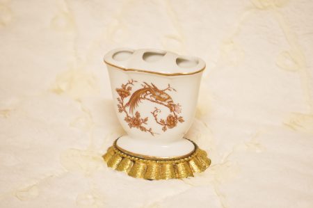 マトソン製 ゴールド 陶器 ピーコック 歯ブラシホルダー